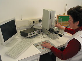 Employee at measuring station